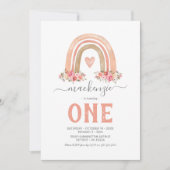 Pink Boho Rainbow Girl Einladung zum Geburtstag (Vorderseite)