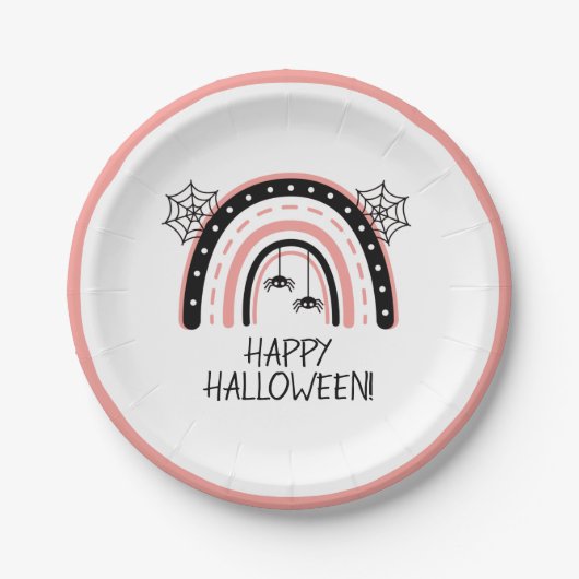Pink Boho Rainbow Halloween Pappteller (Vorderseite)