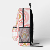Pink Boho Rainbow Individuelle Name Bedruckter Rucksack (Rechts)