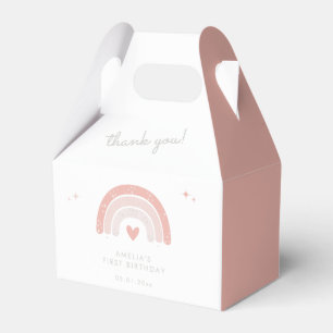 Pink Boho Rainbow Niedlich 1. Geburtstag Party Geschenkschachtel
