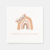 Pink Boho Rainbow Pampas Grass Birthday Party Serviette (Vorderseite)