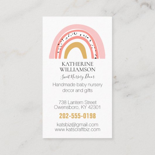 Pink Boho Rainbow Visitenkarte (Rückseite)