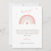 Pink Boho Rainbow Watercolor Star Girl Baby Dusche Dankeskarte (Vorderseite)