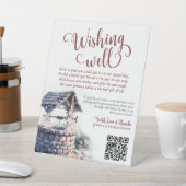 Pink Boho Rose Hochzeitsangabe QR-Code Sockelschild (In SItu)