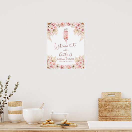 Pink Boho Rose Soiree Begrüßungszeichen Poster (Küche)