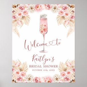 Pink Boho Rose Soiree Begrüßungszeichen Poster