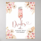Pink Boho Rose Soiree Brautparty Drinks Unterschre Poster (Vorne)