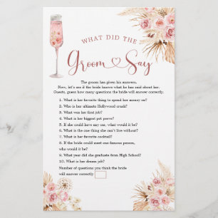 Pink Boho Rose Soiree Brautparty Groom Say Game