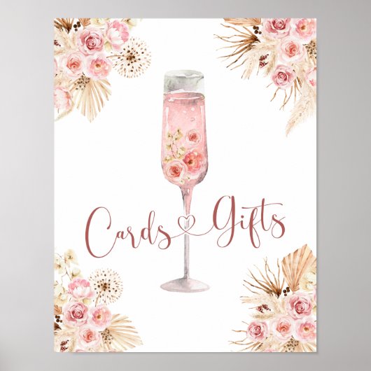 Pink Boho Rose Soiree Brautparty Karten Geschenke Poster (Vorne)