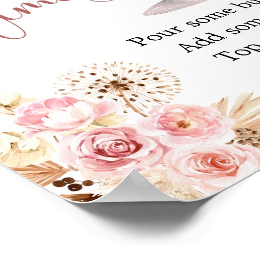 Pink Boho Rose Soiree Brautparty Mimosa Bar Poster (Ecke)