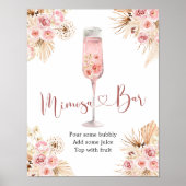 Pink Boho Rose Soiree Brautparty Mimosa Bar Poster (Vorne)