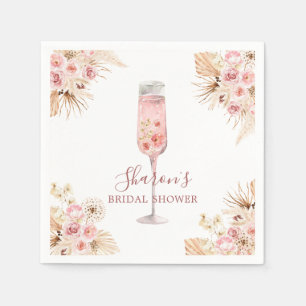 Pink Boho Rose Soiree Brautparty Paper Napkin Serviette