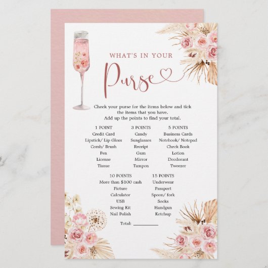 Pink Boho Rose Soiree Brautparty Pursuit Game