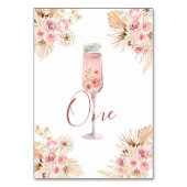 Pink Boho Rose Soiree Brautparty Tischnummer (Vorderseite)