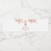 Pink Boho Rose Soiree Brautparty Wasser Flasche Wasserflaschenetikett (Einzelnes Label)