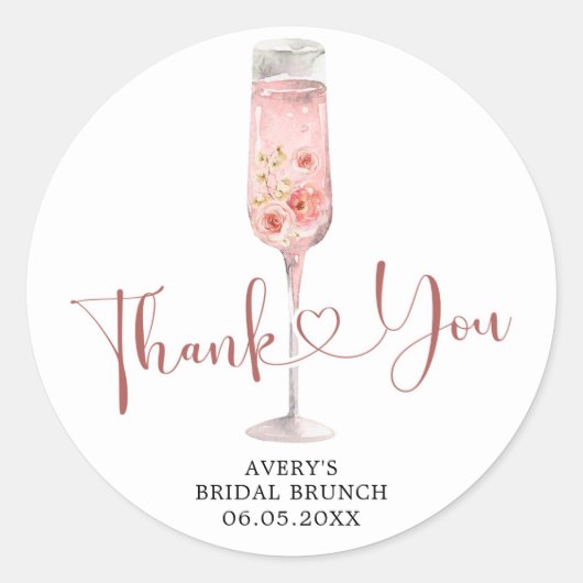 Pink Boho Rose Soiree Danke Sticker (Vorderseite)