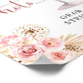 Pink Boho Rose Soiree Fotobooth Sign Poster (Ecke)
