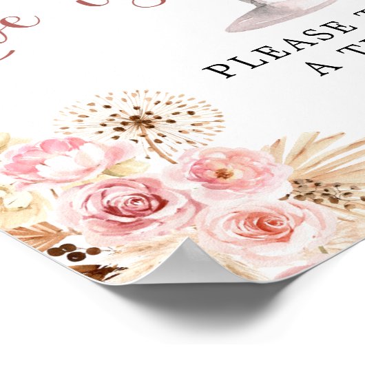 Pink Boho Rose Soiree Liebe ist Sweet Sign Poster (Ecke)