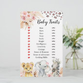 Pink Boho Safari Party Animals Girl Baby Tracks (Stehend Vorderseite)