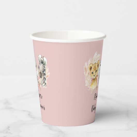 Pink Boho Safari Party Tiere Girals Paper Cup Pappbecher (Links)