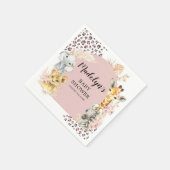 Pink Boho Safari Party Tiere Girals Paper Napkin Serviette (Ecke)
