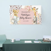 Pink Boho Safari Party Tiere Girl Grosses Banner (Messeveranstaltung)