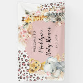 Pink Boho Safari Party Tiere Girl Grosses Banner (Vertikal)