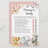 Pink Boho Safari Party Tiere Girl Mommy oder Daddy (Vorne/Hinten)