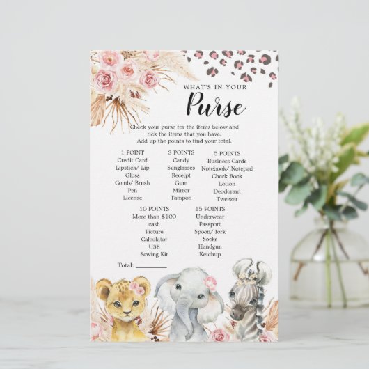 Pink Boho Safari Party Tiere Girl Purgame (Stehend Vorderseite)