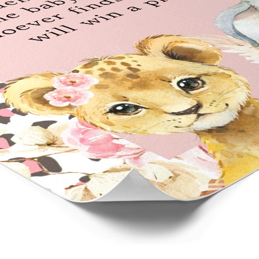 Pink Boho Safari Party Tiere Girl Schnuller Jagd Poster (Ecke)