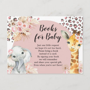 Pink Boho Safari Party Tiere Girls Books for Baby Einladungspostkarte