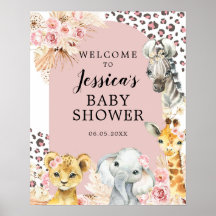 Pink Boho Safari Party Tiere Mädchen Begrüßungszei