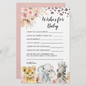 Pink Boho Safari Party Tiere Wünsche für Baby (Vorne/Hinten)