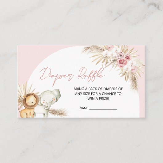 Pink Boho Safari Tiere Kinderdusche Windelwanne Ra Begleitkarte (Vorderseite)