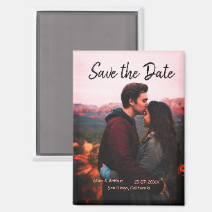 Pink boho Save the Date QR Website-Namen phot hinz Magnet