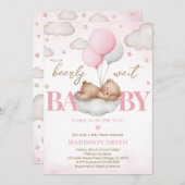 Pink Boho Schlafbärchen Mädchen Babydusche Einladung (Vorne/Hinten)