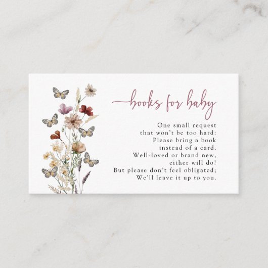 Pink Boho Schmetterlingsbücher für Baby Begleitkarte (Vorderseite)