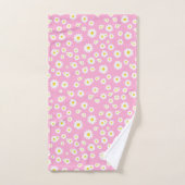Pink Boho Spring Daisies Pattern Badhandtuch Set (Handtuch)