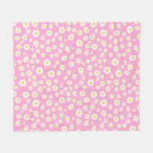 Pink Boho Spring Daisies Pattern Fleecedecke (Vorderseite (Horizontal))