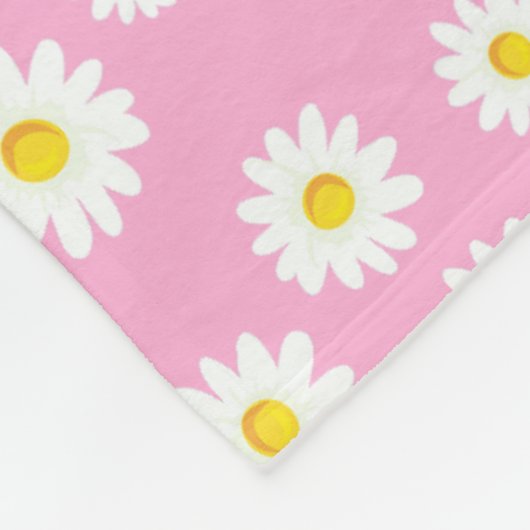 Pink Boho Spring Daisies Pattern Fleecedecke (Ecke)