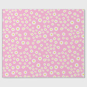 Pink Boho Spring Daisies Pattern Geschenkpapier (Flach)