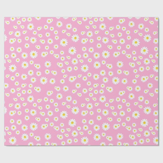 Pink Boho Spring Daisies Pattern Geschenkpapier (Flach)