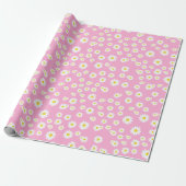 Pink Boho Spring Daisies Pattern Geschenkpapier (Ungerollt)