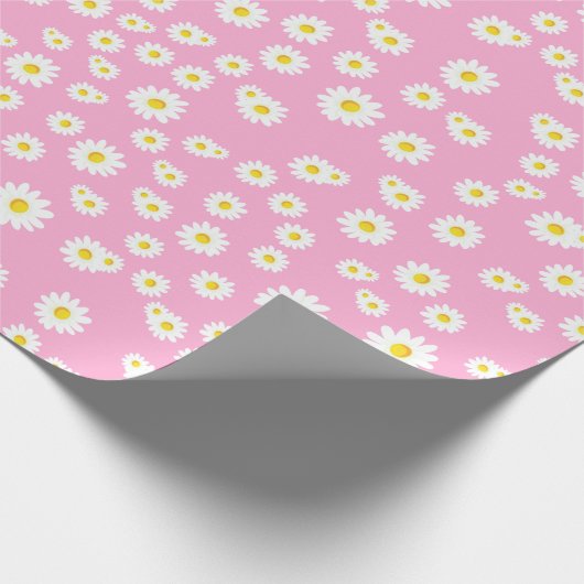 Pink Boho Spring Daisies Pattern Geschenkpapier (Ecke)