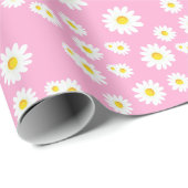 Pink Boho Spring Daisies Pattern Geschenkpapier (Rolleneckpunkt)