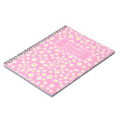 Pink Boho Spring Daisies Pattern Notizblock (Linke Seite)