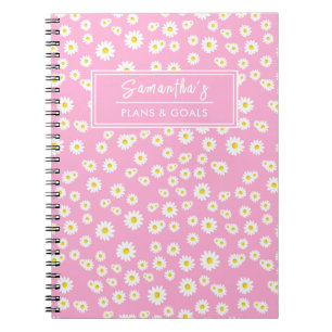 Pink Boho Spring Daisies Pattern Notizblock