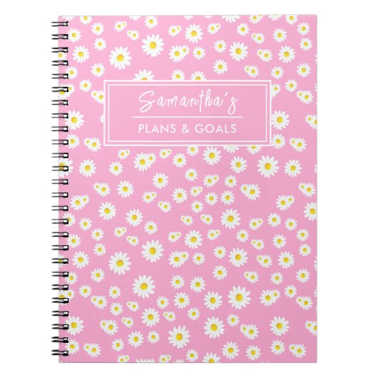 Pink Boho Spring Daisies Pattern Notizblock (Vorderseite)