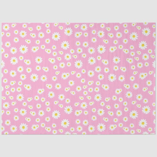 Pink Boho Spring Daisies Pattern Seidenpapier (Vorderseite)