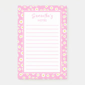 Pink Boho Spring Daisies Post-it Klebezettel (Vorderseite)